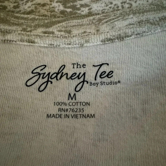 Bay Studio Womens Top Medium Brown Striped Short Sleeve Round Neck Knit - Picture 5 of 5